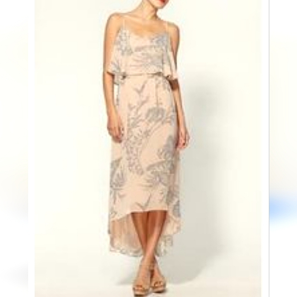 Daniel Rainn Peach Pink Tropical Floral Long Dress XS